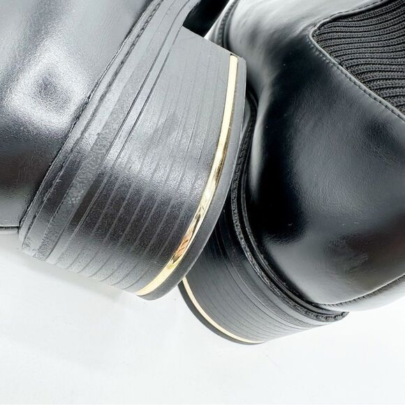 Zara Metal Trim Chunky Heel Black Chelsea Ankle Boots Sz 41 10.5 - Picture 13 of 15